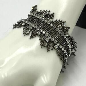 Lee Angel Roxanne Assoulin Mesh‎ Rhinestone Crystal Bead Fringe Stretch Bracelet